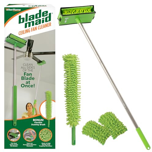 Blade Maid Ceiling Fan Blade Cleaner & Duster | Extendable Pole for High Ceilings, Moldings, Blinds, Walls & Cars, Corner Cleaning Tool, with Reusable Microfiber Pads | Size 3 feet (Pack of 1)