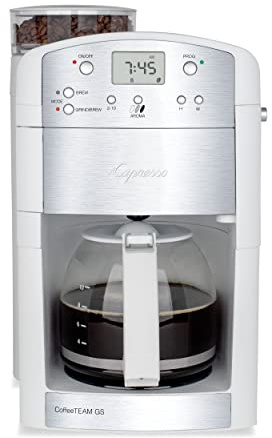 Capresso CoffeeTEAM GS 10-Cup Coffee Maker with Conical Burr Grinder, Glass Carafe 464.02 White