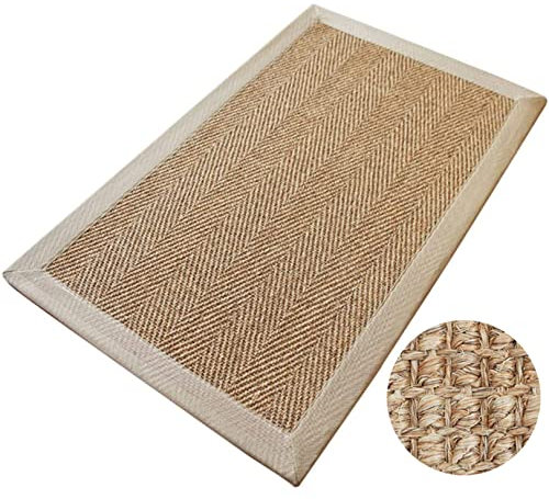 Natural Sisal Door Mat Hand-Woven Indoor Welcome Mat Entryway Non Slip Front Doormat Modern Jute Dirt Trapper Rugs Home Decor Carpet Floor Commercial Layered Resist Dirt Rug(80x120cm(31x47inch))
