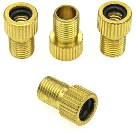 Brass Presta Valve Adapter – Convert Presta to Schrader for Bike Tire Inflation – Use with Standard Pump or Air Compressor – Fits Road & MTB Bikes (4 Pack)