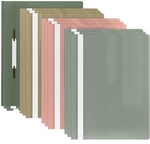 ACROPAQ - 12 x Schnellhefter A4 - Mit transparente Vordertasche, Hefter A4 für bis zu 70 Seiten, Pastell-Mix, Professionelle und einfache Organisation - Plastik File Folder, Mappen