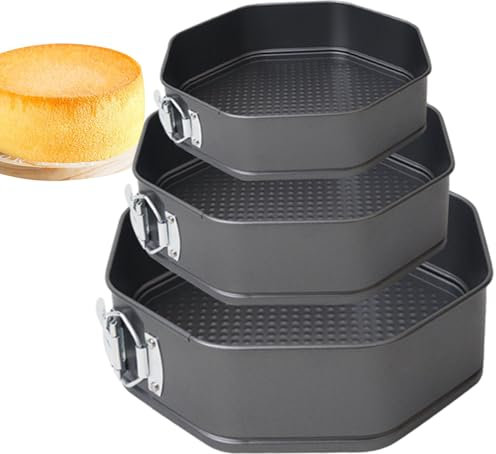 PHASZ Backformen-Set, achteckige Springform-Set, Küchen-Backgeschirr, für Käsekuchen, Joghurtkuchen, Mousse, Kaffeekuchen, Lasagne, Kekse