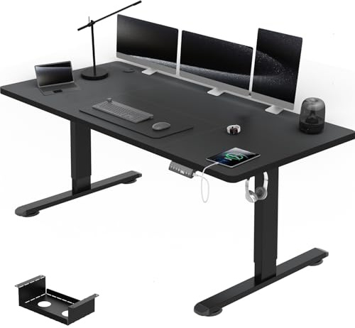 Airfish Scrivania Regolabile in Altezza 160x80, Scrivania Ufficio con Promemoria per la sedentariet, Standing Desk con Funzione di Memoria con Altezze, Nero