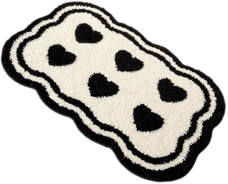 HOOTNEE Tappetino Regalo Bagno a Forma da e Cuore Antiscivolo in Poliestere Assorbente Finitura Housewarming per Uso Domestico