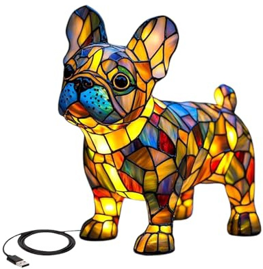 DaPongZhi Lampe Vintage En Verre Teinté En Forme De Chien, Veilleuse De Chevet En Forme D'Animal, Veilleuse Décorative Colorée Pour La Maison, La Chambre à Coucher
