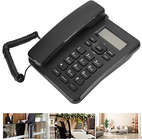 KXT6001CID Telefono fisso Casa Wired Telefono fisso Business Office Telefono da scrivania con cavo con display ID chiamante 16 suonerie 5 livelli LCD Funzioni di luminosità Linkage Memoria Non