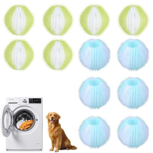 12 Piezas Eliminador De Pelos De Mascotas Para Lavadora, Bolas Para Lavadora, Cazador De Pelos De Nylon Reutilizable, Herramienta Para Tambor De Lavadora