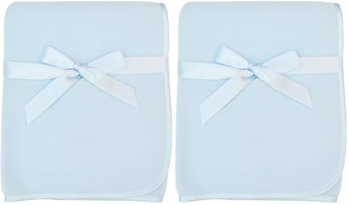 American Baby Company Fleece Blanket with Silk-Like Satin Trim, Soft, Warm & Cozy, Blue, 30 x 30 for Boys and Girls, Perfect for Baby Carrier, Stroller, Travel and Gifting (Pack of 2)
