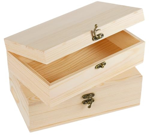 Dwitkul 2 pezzi Scatola in legno con coperchio 25x15x8 cm Scatola di legno piccola, scatolas dei ricordi per fai da te, decorazione e conservazione
