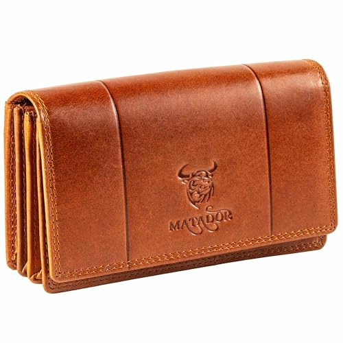MATADOR #VENEDIG Portefeuille pour femme en cuir rouge avec boîte cadeau élégante, portefeuille élégant pour femme de taille moyenne avec bloqueur RFID, portefeuille de luxe pour femme de taille
