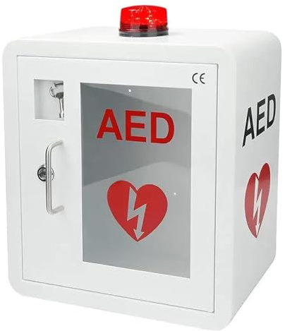 Boîtier Murale pour Défibrillateur DSA - Armoire Antivol Acier Inoxydable Inox avec Alarme et Fenêtre Transparente pour ERP, Hôpital & Bureaux