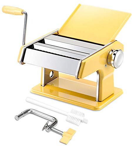 elabo Nudelmaschine - Edelstahl Roller Pasta Maker - 7 Einstellbare Dickeneinstellungen Nudeln Maker mit Handkurbel, Perfekt für Spaghetti, Fettuccini, Lasagne oder Knödelhaut
