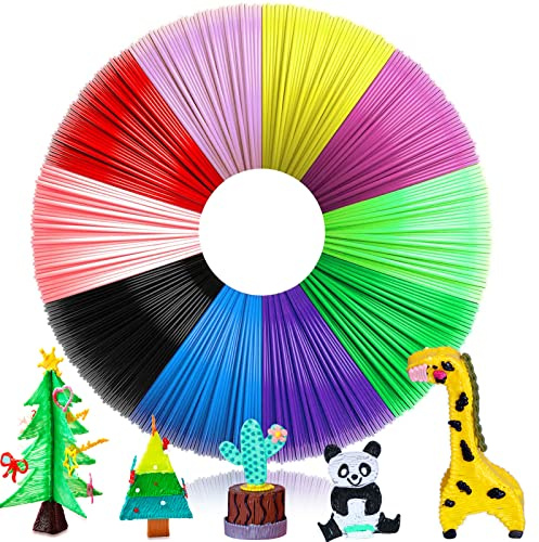 Filamento PLA para Bolígrafo 3D, 10 Colores Lapiz 3D 1,75mm Filamento, 5M PLA Materiales de Impresión, para Mayoría de Pluma 3D e Impresoras 3D