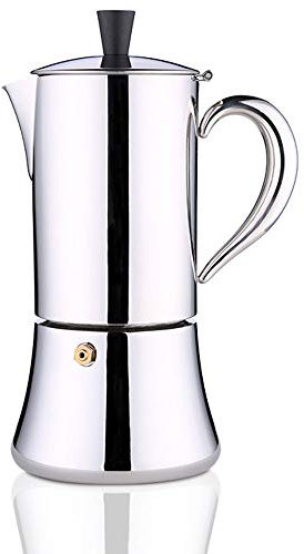 KUANDARMX Operazione Semplice Caffettiera, Acciaio Inox Moka Espresso Latte Piano Cottura Filtro Caffettiera Moka Caffettiera per Cucina Regalo, 6 Cup