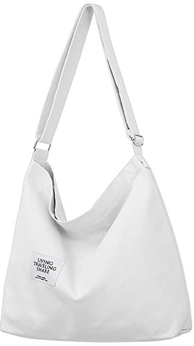 ZhengYue Damen Canvas Handtasche Schultertasche Casual Multifunktionale Umhängetaschen Groß für Schule Shopper Lässige täglich Weiß