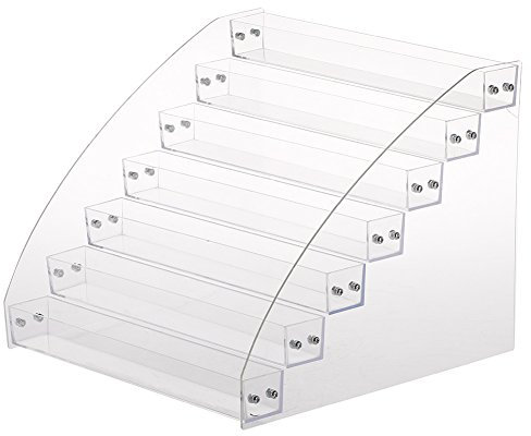 lyrlody Porta Trucchi Organizer, Espositore Stand Organizer Porta Trucchi Makeup Scatola Supporto per Smalto per Unghie Disegno della Scala a Strati, Trasparente(7 Strati 31 x 31 x 25 cm)