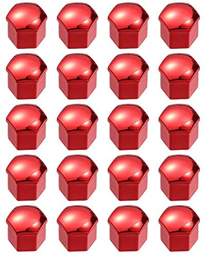 X AUTOHAUX 20pcs Wheel Lug Nut Cap 19mm Wheel Hub Screw Cover with Clip Red
