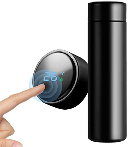 Sloane Agua aislada al vacío | Agua Inteligente 500 ml con Pantalla LED Temperatura | café, Botella con infusor té, Agua aislada al vacío Doble