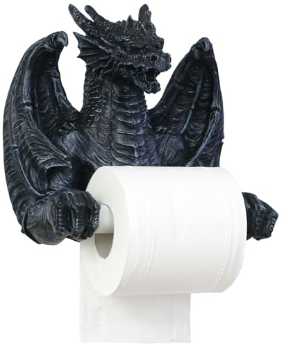 Funny Toilet Paper Roll Holder - Black Dragon Wall Mounted Paper Towel Roll Holder for Bathroom Kitchen Home Decor Medieval Dungeons and Dragons Birthday Gift for Men Women