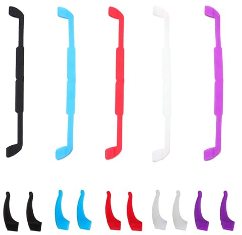 ieron 5 par glasögonband halkskydd glasögonhållare elastisk silikon glasögonband med öra greppkrok för barn vuxen sport flerfärgad, flerfärgad, en storlek