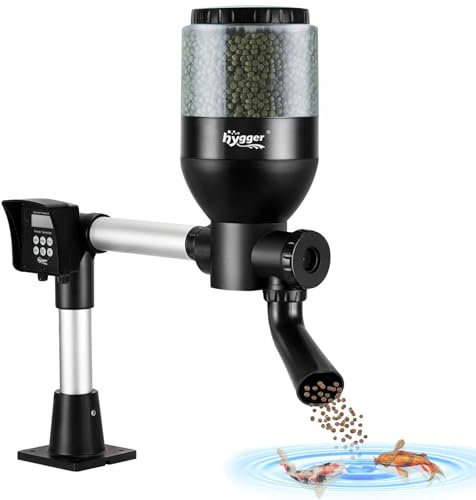 hygger Futterautomat Teich, Large Programmierbarer Fischfutterautomat Outdoor mit LCD Display Controller, Automatischer Fischfutterspender 5.5 Liters Fish Feeder Pond Koi for Weekend Holiday