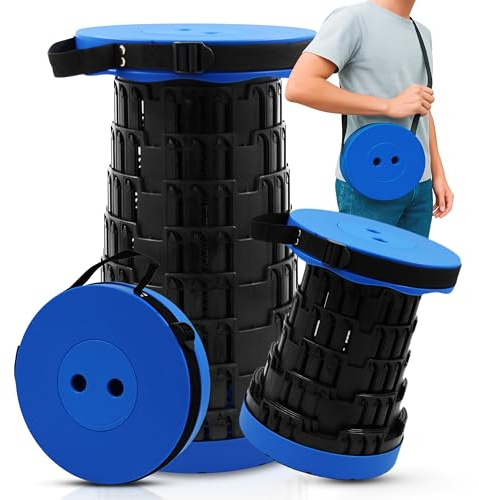 HAPPY DAYS Taburete Plegable Portátil telescópico Picnic 2025 - Silla Playa Plegable Ligera - Capacidad de hasta 280kg - Banco Plegable portatil para Senderismo, Exterior y Camping - Altura Ajustable
