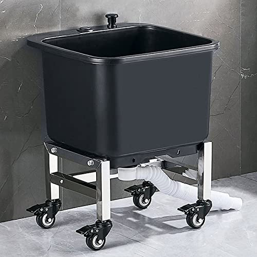 Movable Floor Mop Sink with Rollers, Balcony Bathroom Mop Service Basin Heavy Duty Slop Sinks, Multipurpose Sink for Garage or Shop