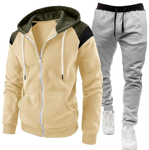 Sportanzug für Herren, Orange, 2025, Geschenk, für Herbst und Winter, einfarbig, langärmelig, Kapuzenoberteil und Hose, warm, Kapuzen-Sweatshirt, Sporthose, Set mit langen Ärmeln, B, L