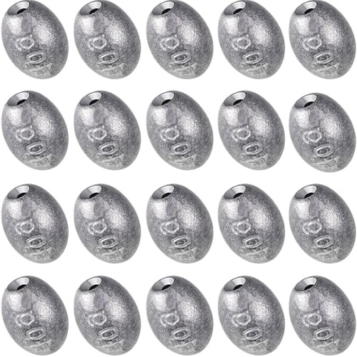 Accessoires de pêche Peche - Plomb de 10g pour la carabine à plomb - Kit de 20 plombs de pêche carpe de forme ovale, idéal pour la pêche en eau douce et salée