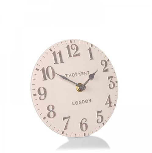 Thomas Kent 6 Shy Pink Arabic Mantel Clock with Stone Effect Numerals & Quartz Movement