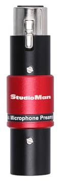 StudioMan DPM1 XLR Dynamic Microphones Preamp, 29dB Gain & Low-Noise Signal Boost, Plug-and-Play Metal Adapter,48V Phantom Power Required（not Included,Only for Dynamic Mics-for Studio/Stage