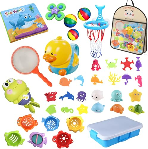 Juguetes de baño para bebés,Juego de 38 Piezas de Juguetes de baño para niños pequeños de 1-2-3-4-5 años,Juguetes flotantes para Piscina con Forma de Animales