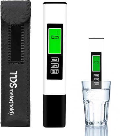 TDS Meter, 3 en 1 Testeur Eau Potable Numérique EC TDS Température avec Ecran LCD Test Dureté de l'eau Electronique 0-999ppm Moniteur de Qualité d'eau pour Aquarium Piscine Hydroponie, Blanc