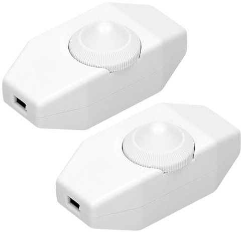 COZERI 2 Stück LED Dimmer Schnurdimmer, 1-60 Watt Stufenlos Dimmbar Dimmschalter mit Drehregler für Dimmbare Lampen Tischlampe Stehlampe