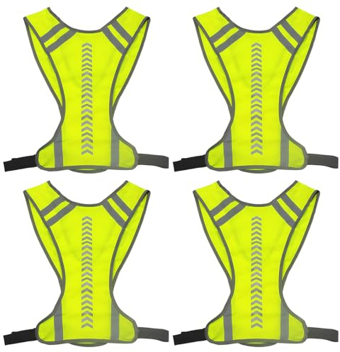 KIKAWORD Hi Vis Vest, 4 Pieces High Vis Vests, Reflective Running Gears Suitable for Jogging, Night Walking, Cycling, Hiking, Walking The Dog