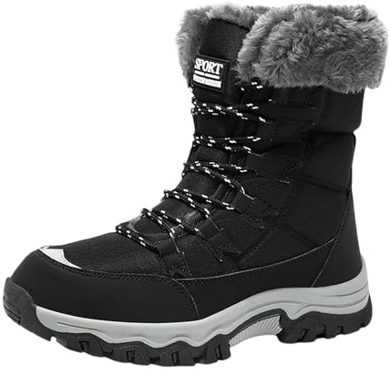 Bottes Fourrées Femme Après-Ski Neige Etole Blanche Bottines Noires Boots Hiver Bottine Fourrée Chaussure Chaussures Randonnée Botte Homme De Écharpe Polaire Ski Apres Echarpe Chaud Epaisse Après