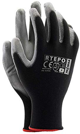 Reis Rtepo_Bs10 Schutzhandschuhe, Schwarz-Grau, 10 Größe, 12 Stück