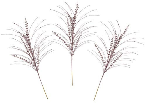 Flair Flower Hojas Purpurina, Piedras, Rama Decorativa, arreglos, Corona de Adviento, decoración Individuales, Artificiales, Flores, árbol de Navidad, Juego de 3, Rosa, 30x30x80 cm