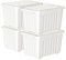 Cetomo 80L*4 Aufbewahrungsboxen mit Deckeln, Kunststoff-Aufbewahrungsbox mit Rollen und Clips, Kunststoffbox für Zuhause und Büro, BPA-frei, Nestbar, Stapelbar, Weiß, 80L-4er Pack