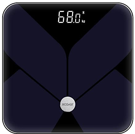 XCOAST WELLISCALE Smart Waage Bluetooth - Körperanalysewaage mit App - Körperfettwaage - Fitnesswaage (Schwarz)