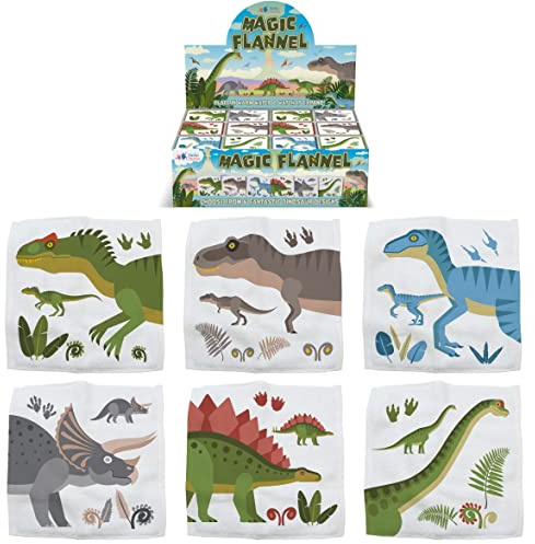 Hello Chums Wash Cloth - Dinosaur Magic Flannel, Face Cloths Flannels Cotton - Fun Designs for Children, Baby, Kids - 6 Unique Designs (1 Supplied At Random)