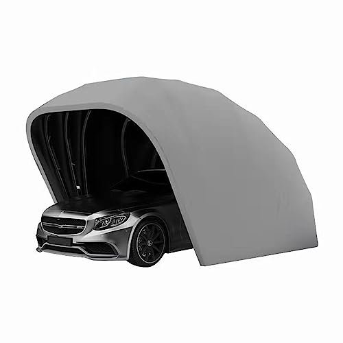 RNQZ Stainless Steel Carport, Car Shelter, Car Canopy, Car Garage, Car shed, Car House, Car Park, Foldable, Retractable, L5.5m*W 2.5m*H 2.3m,Gray