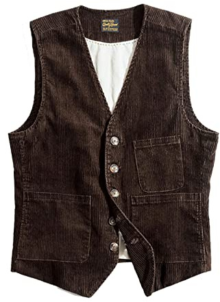 EsukAr Gilet De Chasse Vintage Pour Homme En Velours Côtelé Gilet De Costume