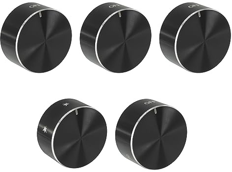 RecPro RV Replacement Knobs for Cooktop or Range 5 Pack | Compatible Greystone | Engraved Markings Don't Rub Off