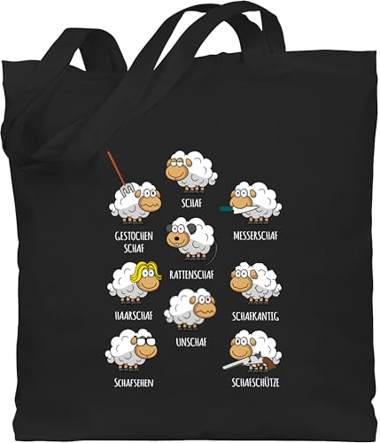 Baumwolltasche - Taschen - Schafe Schäfchen Schäfer Schaf Sheep Schafbauer Lustig Witzig - Unisize - Schwarz - einkaufstasche mit tieren tasche schafen unschaf stoffbeutel stoffbeutel-taschen