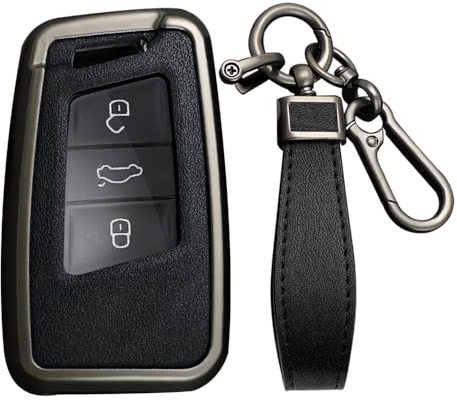 KUNIO Bilnyckelfodral passar VW Magotan metall, En svart, Nur keyless Go