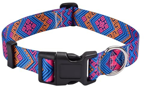 Mihqy Dog Collar for Large Dogs, Fashion Design, Orange Ethnic Style,L | Neck Fit 14.9-24.8, Multiple Patterns,4 Sizes for Small Medium Large Dogs, Comfortable for Walks and Outdoor Hikes