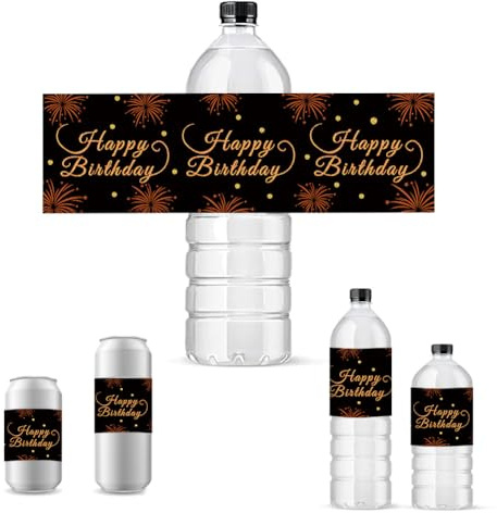 PH PandaHall 30 etiquetas para botellas de agua para decoración de fiesta de cumpleaños, etiquetas impermeables para bebidas, feliz cumpleaños, fuegos artificiales, etiquetas adhesivas para fiestas,