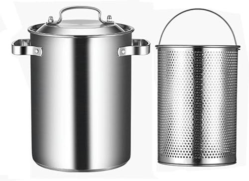 BTURYT Pentola per asparagi da 4 Litri, Pentola per asparagi a Vapore, Pentola per Patatine Fritte, Pentola per Pasta in Acciaio Inossidabile 304 con cestello colino e Coperchio
