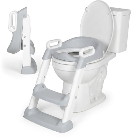 MS BabyWorld – Adaptador WC con Escalera – Asiento Acolchado para Inodoro | Plegable y con Altura Ajustable | Con Asas y Base Antideslizante | De 1 a 7 Años